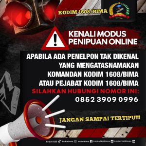 Dandim 1608/Bima Imbau Masyarakat Waspada Modus Penipuan Berkedok Proyek 