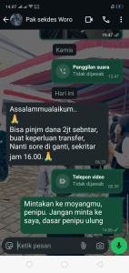Penipuan Online Atasnamakan Sekretaris Desa Woro, Masyarakat Bima Diminta Waspada